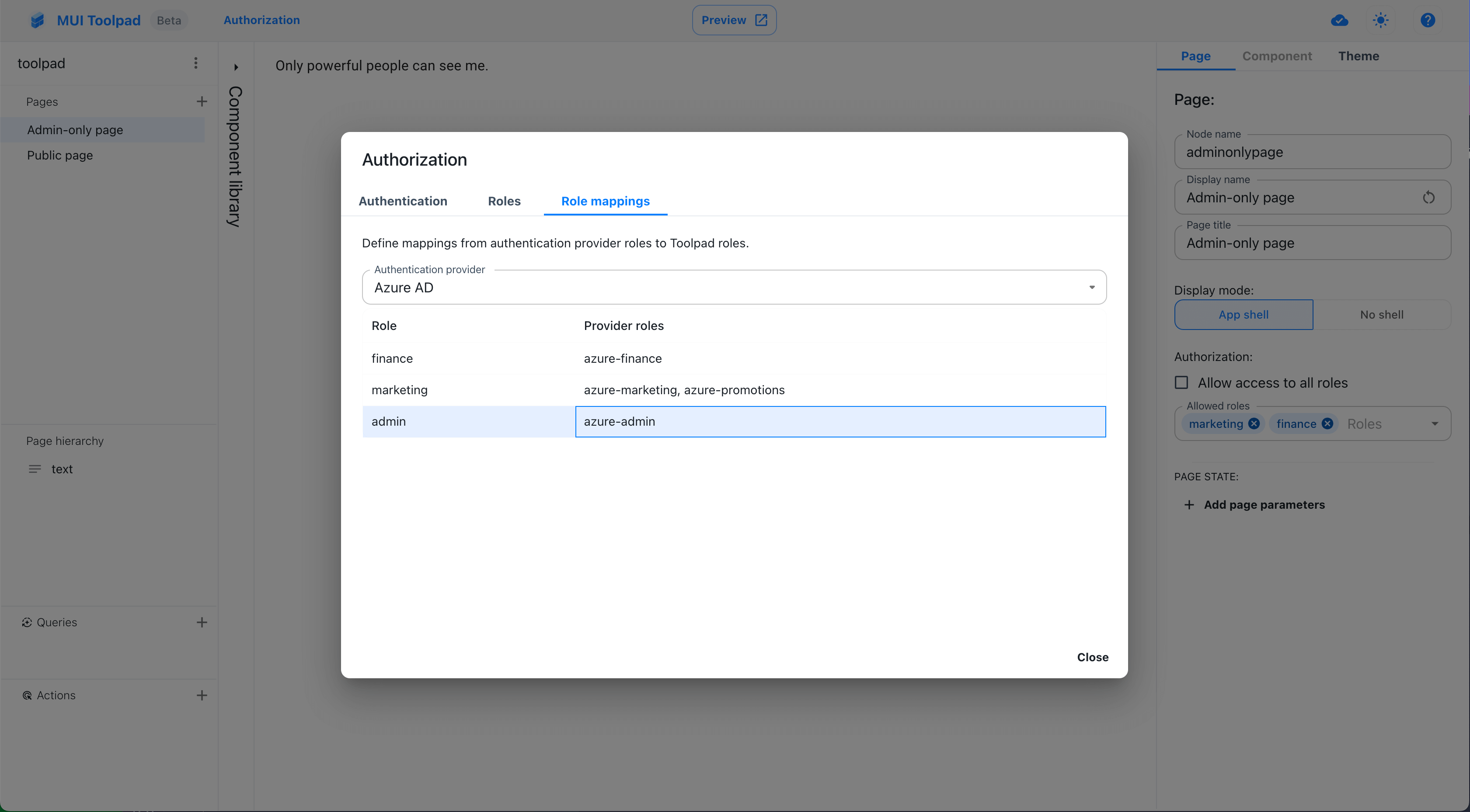 Role mapping settings